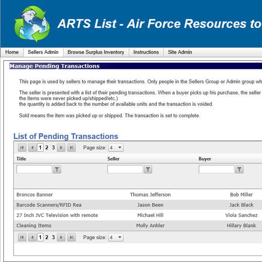 ARTS List Pending Transactions